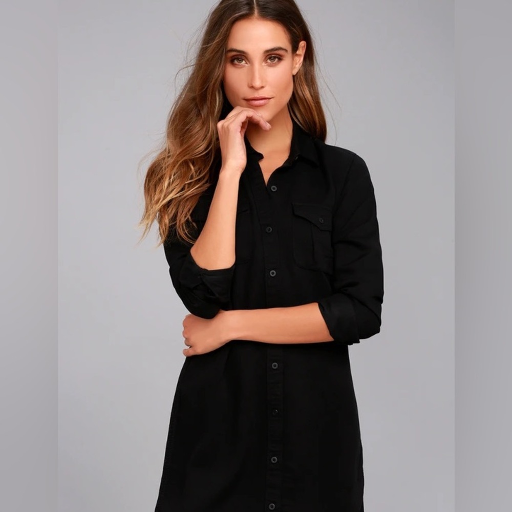 Black long shirt dress by OBEY women’s size Small